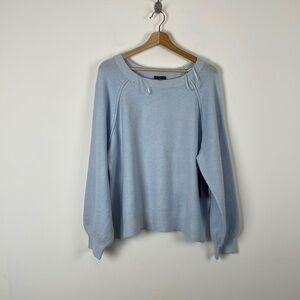 Vince Camuto Womens L Pullover Long Bishop Sleeve Sweater Stretch Career Blue